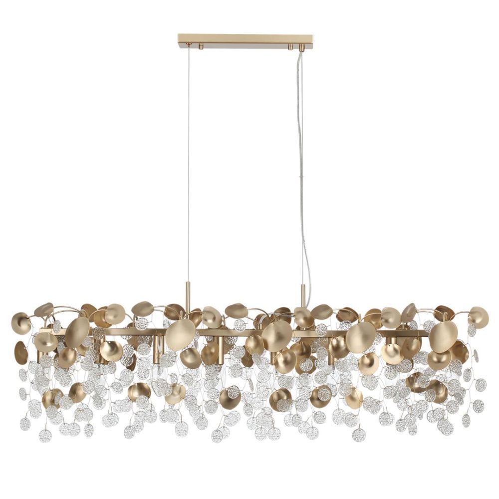 Люстра 106*25,5*63,5-133,5 см, 8*E14*40W, Odeon Light COINS 5104/8A, золотистый/стекло