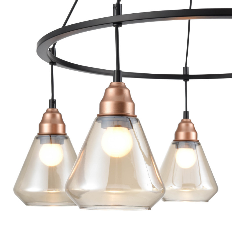 Подвесная люстра  72*95 см, 5*E27 черный, медь Vele Luce Norina VL5842P05