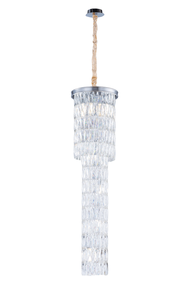 Люстра Ø300 x H1200, мм, 8*40W (320W), CHROME+CLEAR (Хром + Прозрачный Хрусталь) NewRgy 2727R/8A CHROME+CLEAR