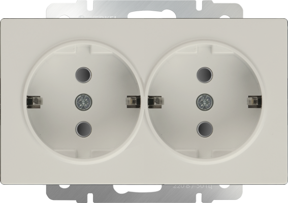 WL03-SKG-02-IP20 / Розетка двойная с заземлением (слоновая кость), 4690389073113