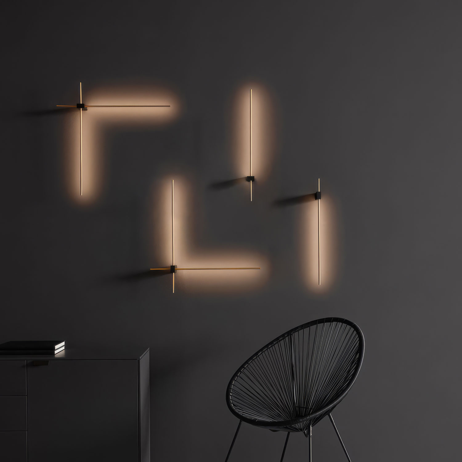 Бра настенное 60*60-60 см, 1*LED, 20W, 3000K, Lussole Bridgeport LSP-7352, матовое золото