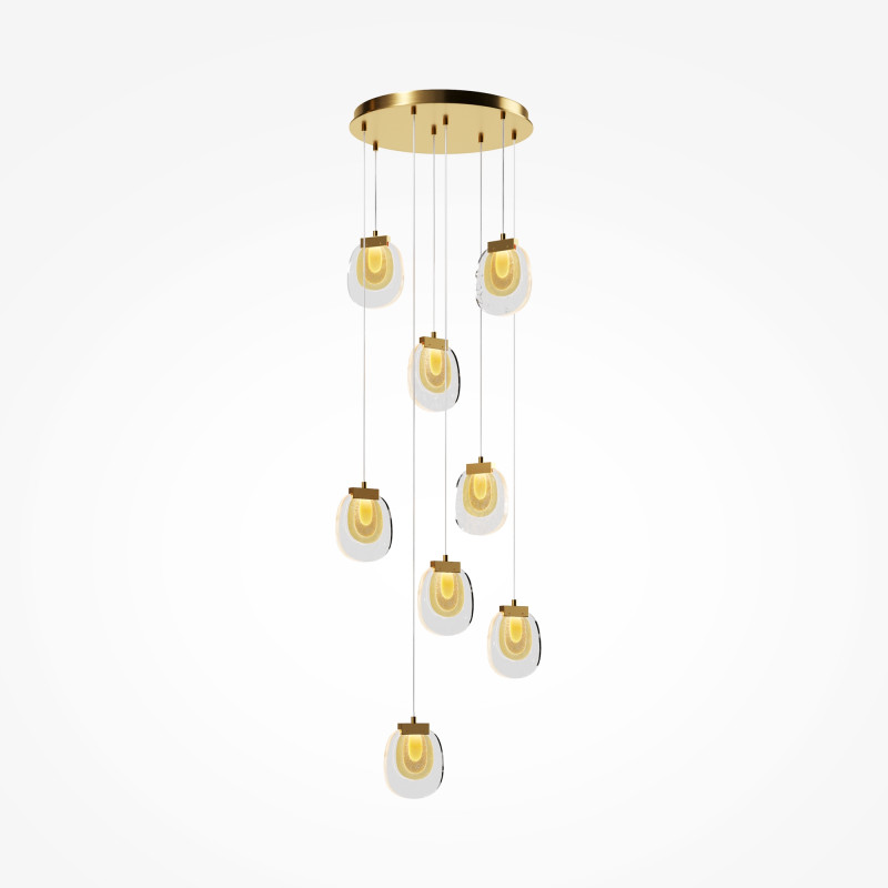 Каскадная люстра 55*55*375 см,  LED, 30W, 3000К, Maytoni Biology MOD367PL-L30BBSK латунный