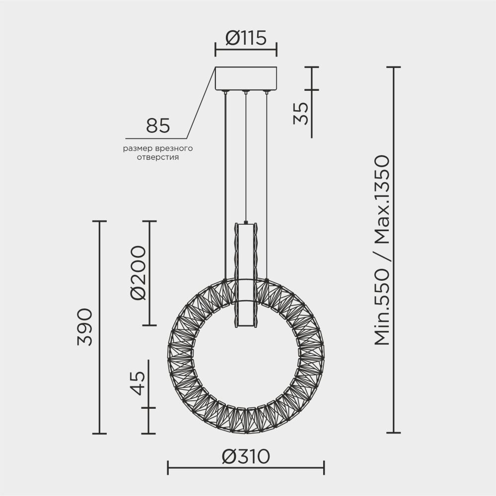 Подвесной светильник 32 см, 15W, 3000-6000K, MODELUX ML.9041.400 GD, золото