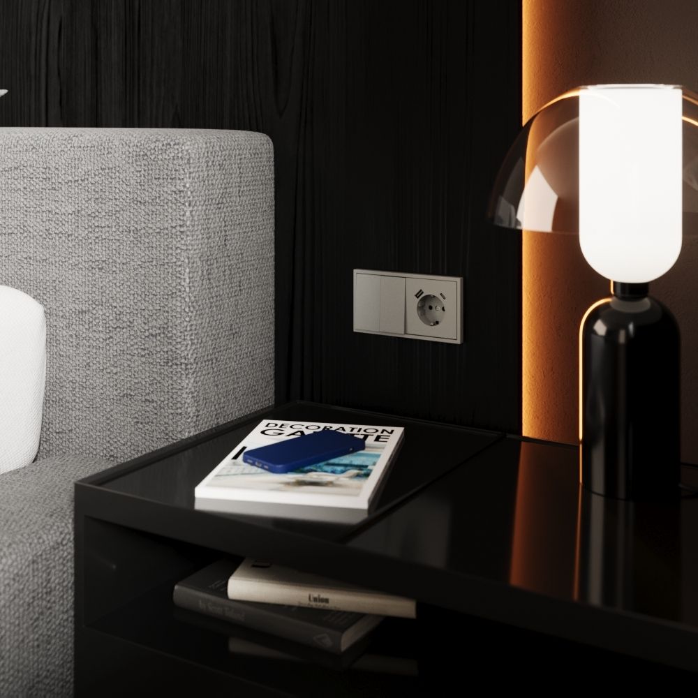 Перекрестный переключатель встраиваемый двухклавишный 10А, сталь Voltum S70 VLS020505, Пластик Soft touch