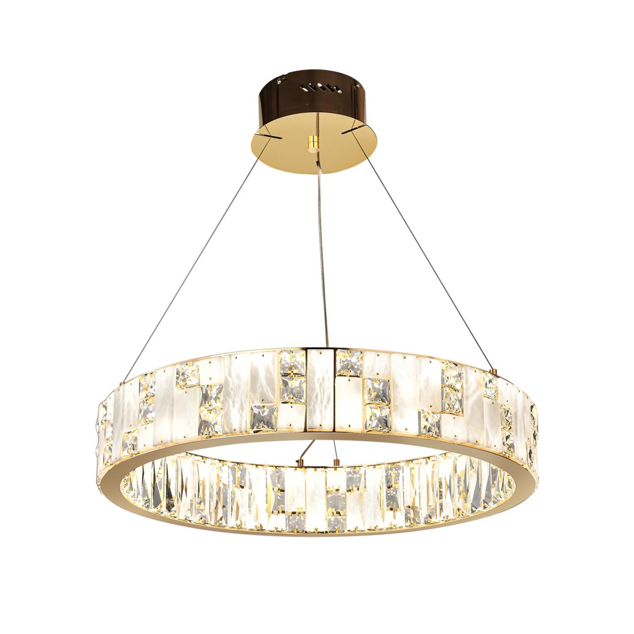 Люстра 60*60*100 см, LED 1*80W, 3700 К, Odeon Light Crossa 5072/80L, золото/прозрачный/белый