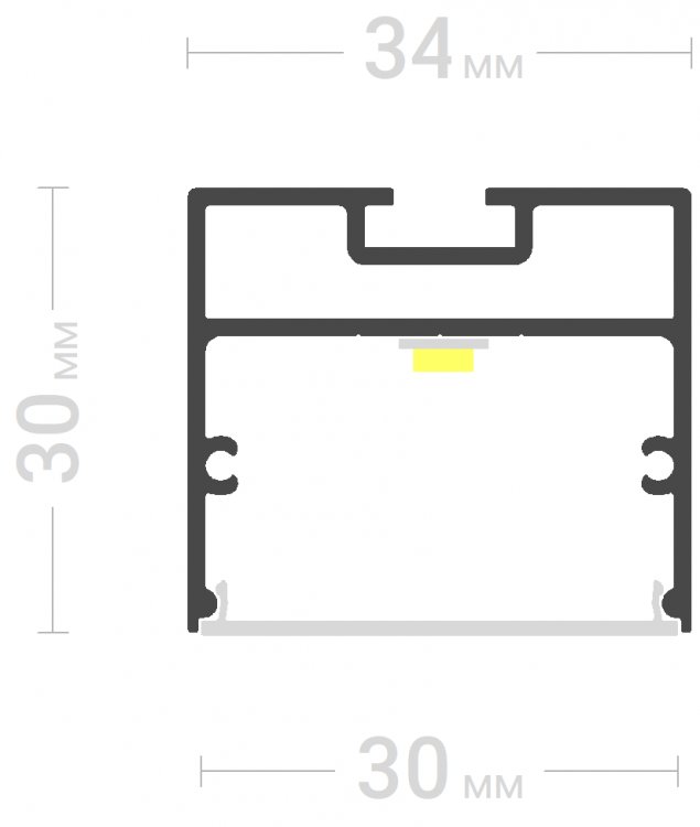 Профиль Flexy SVET 30 (ПФ 2681 «Свет 30 мм») 2000*30*30 мм, для ГКЛ, цена за штуку черный 