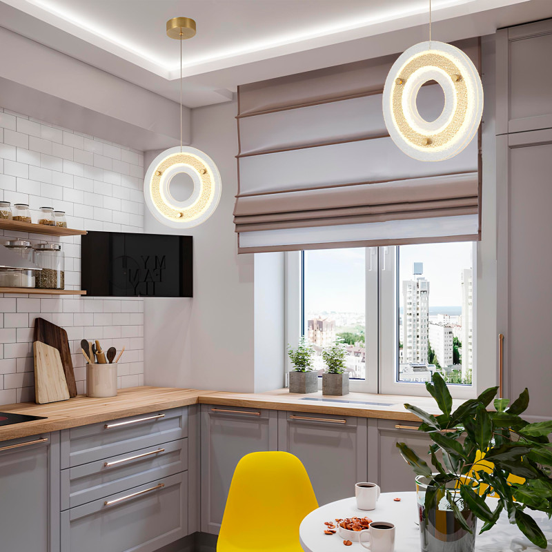 Подвесной светильник 25 см, 25W, 3000K, Crystal Lux DIEGO SP25W LED BRASS, латунь