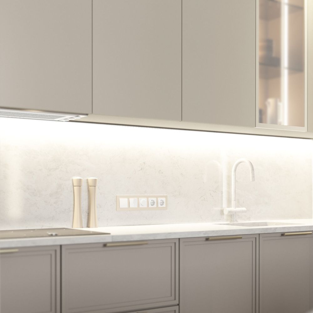 W0053111 Рамка на 5 постов Senso, шампань, стекло soft-touch Werkel, 4690389214295