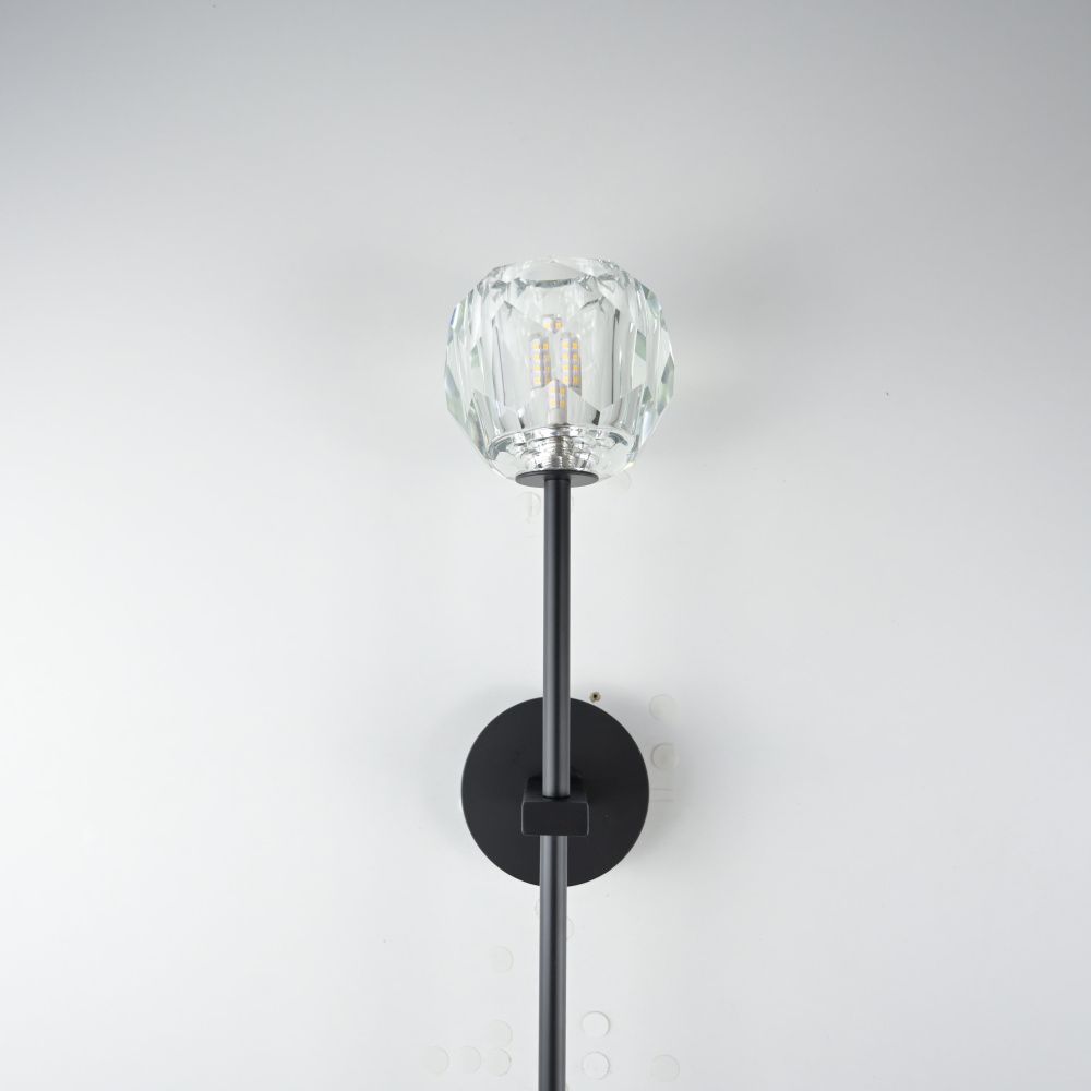 Бра RH Boule de Cristal Long Sconce Brass 13*45*45 см, 1*G9*40W, ImperiumLoft 44.305, Чёрный, Латунь