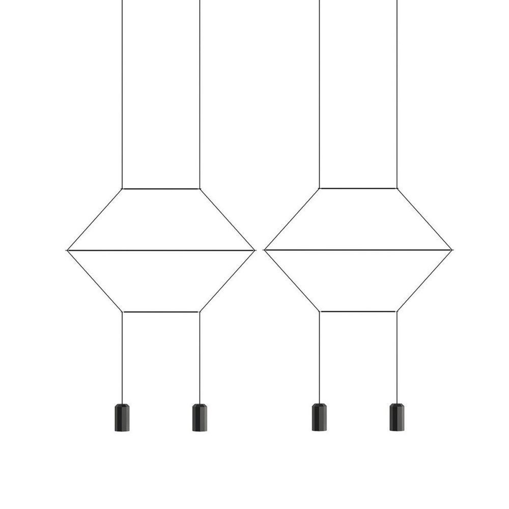 Подвесной светильник Via Wireflow polyhedral 4 Lineal Pendant Light 116*5,5*300 см, 4*G9*20W, ImperiumLoft Via01, Чёрный