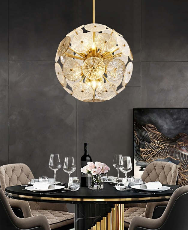 Светильник подвесной ElegantLight DZN-8256 GOLD / ЗОЛОТО D650/H1000/16/E14/40W DAISY 22-10 (1)