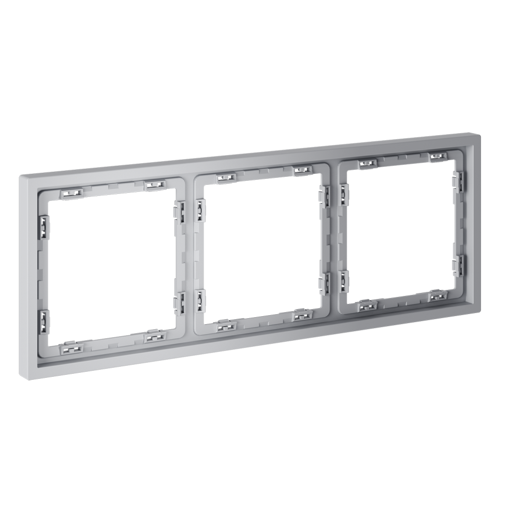 Рамка пластиковая S70 на 3 поста, серый Voltum VLS100316