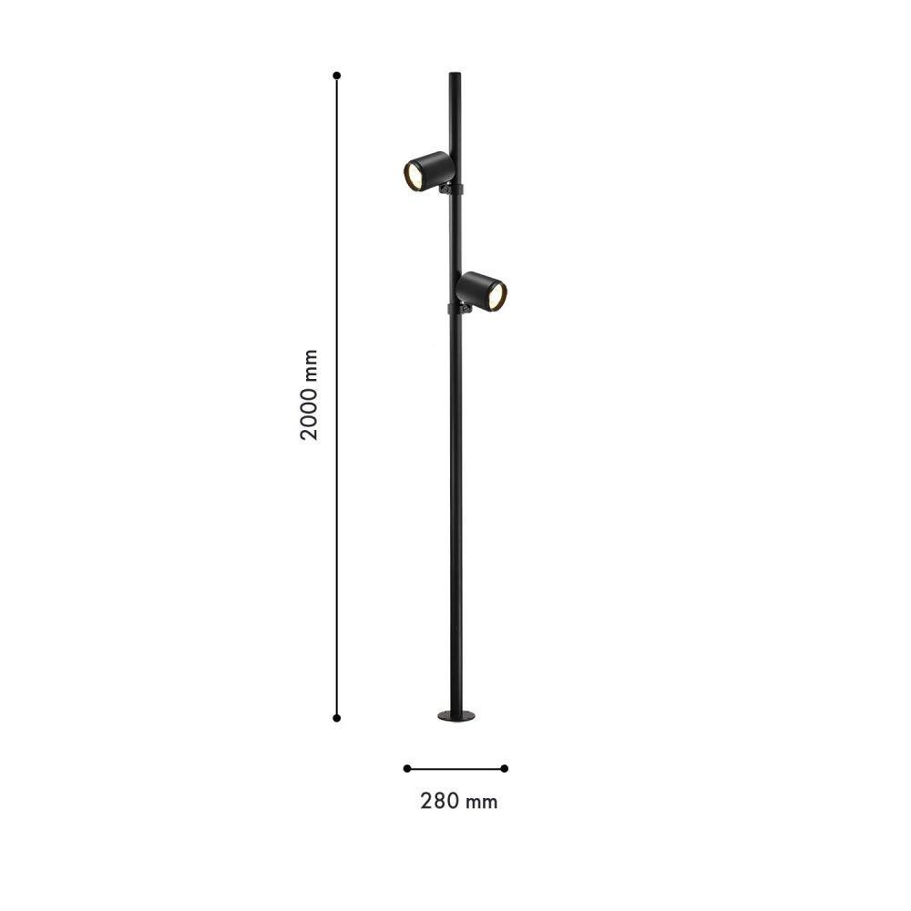 Уличный столб 10*200 см, 2*LED, 12W, 4000K, Favourite Securitas 4638-2F, черный матовый