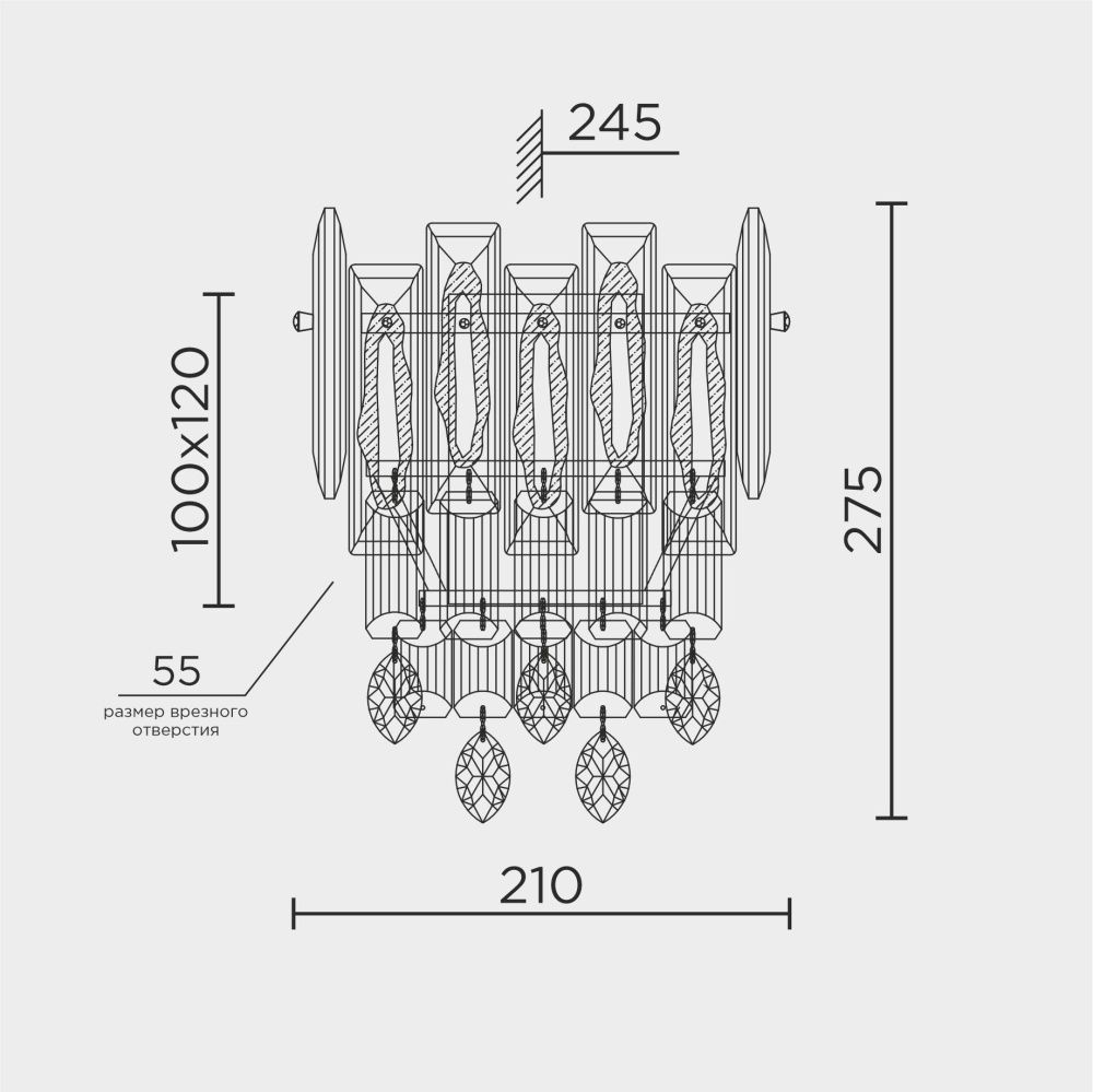 Настенный светильник 14*26 см, MODELUX ML.7082.02 CR хром