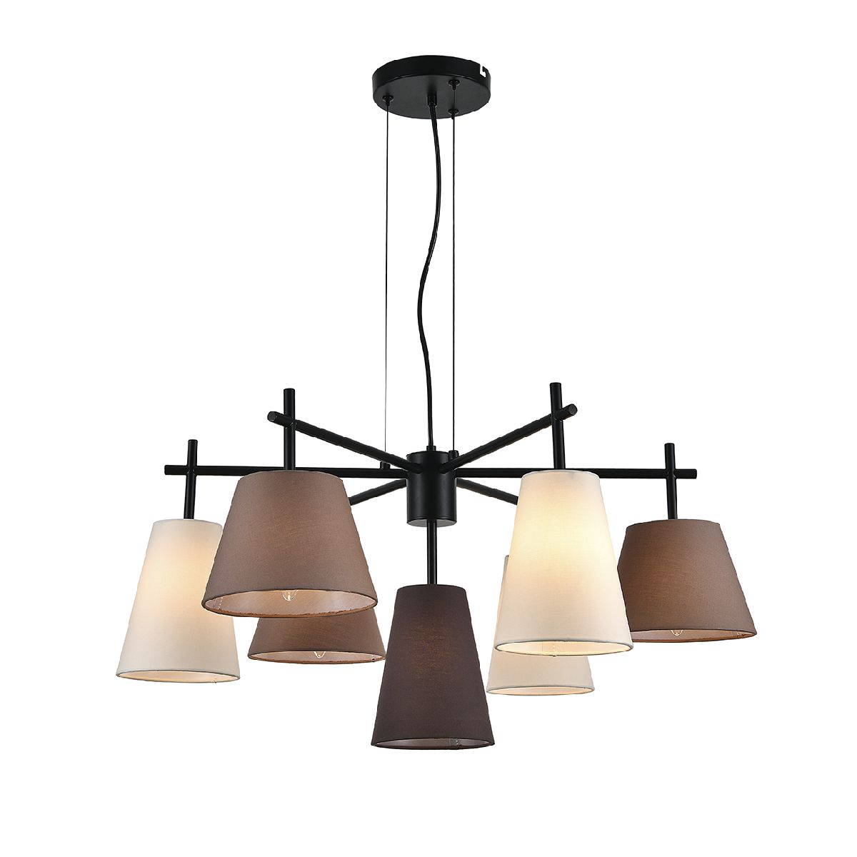 Подвесной светильник 75,5*75,5*60-115 см, 7*40W, E14  Indigo Abbinare 13032/7P Black