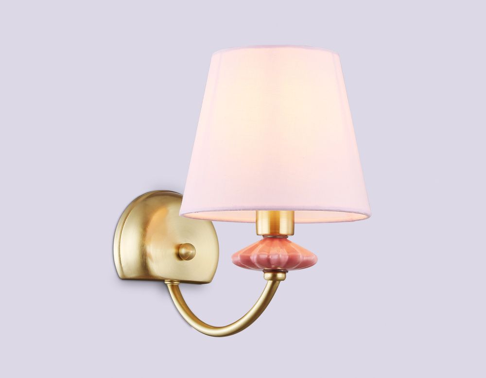 Бра с абажуром и декором из керамики 24*15*24- см, 1*E14*40W, K, Ambrella Light High Light LH75027, золото