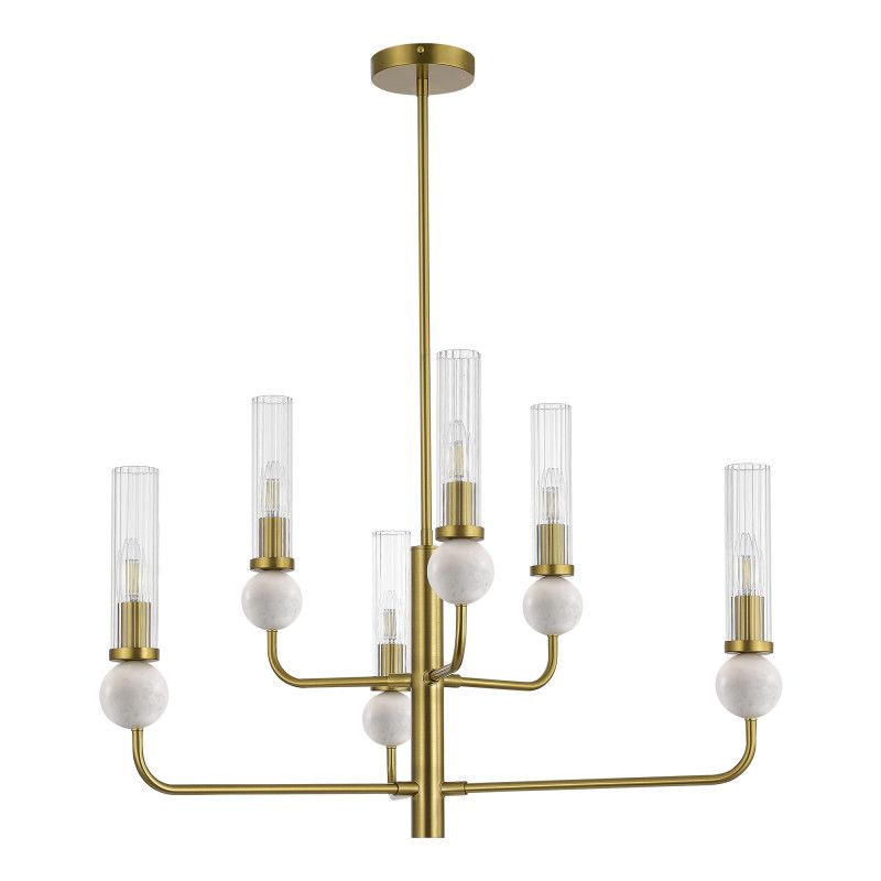 Люстра на штанге 80*151 см, 6*E14*40W, ST-Luce Medea SL1244.303.06, латунный