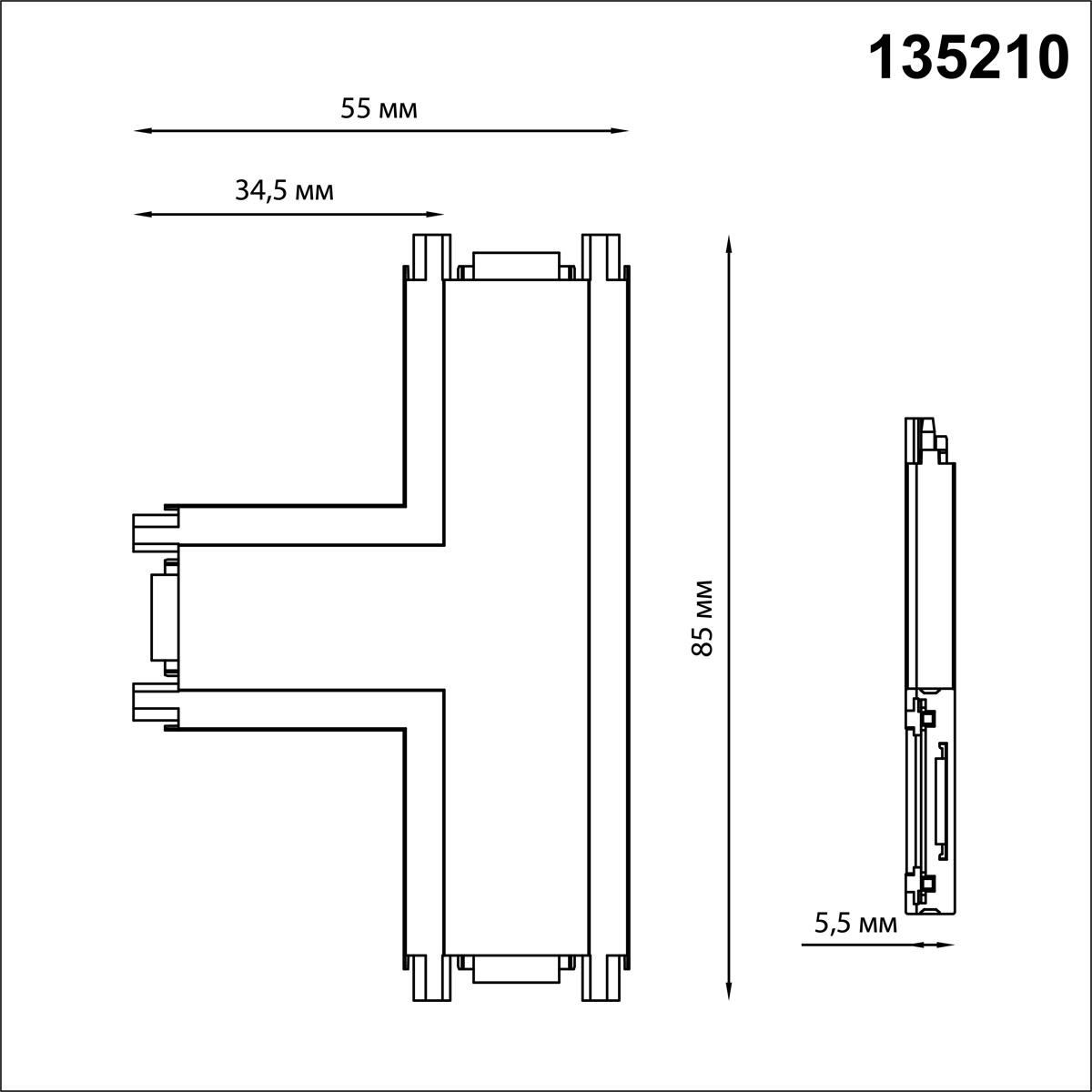 Соединитель с токопроводом "T" Novotech SHINO 135210, белый
