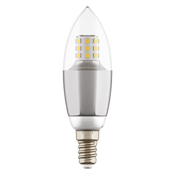 Лампа светодиодная E14, 7W=70W, теплый свет, свеча Lightstar 940542 хром