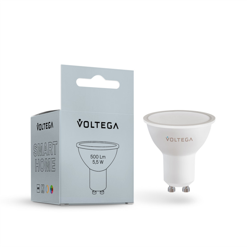 2426 Лампа светодиодная диммируемая Voltega Wi-Fi 5,5W 500Lm  GU10, 2700K-6500K MIX-RGB DIM