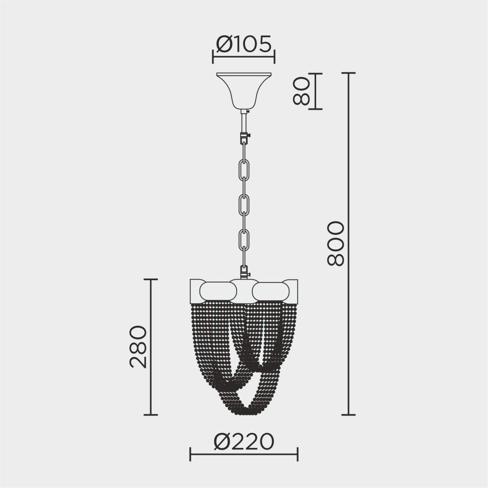 Подвесная люстра 22*22*87 см, Е14 1x40W, Латунь MODELUX ML.316.1 BS