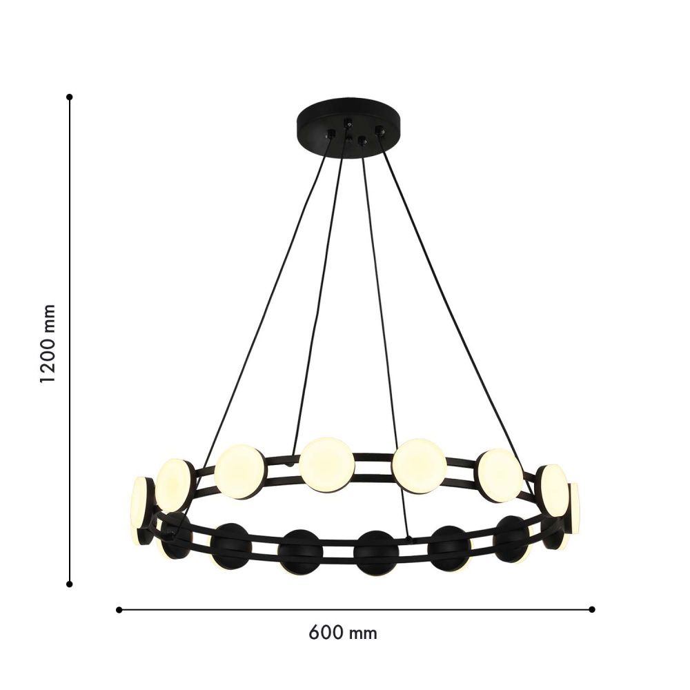 Подвесная люстра 60*10-120 см, 6*LED, 2W, 3000K, F-Promo Moti 4601-6P, черный