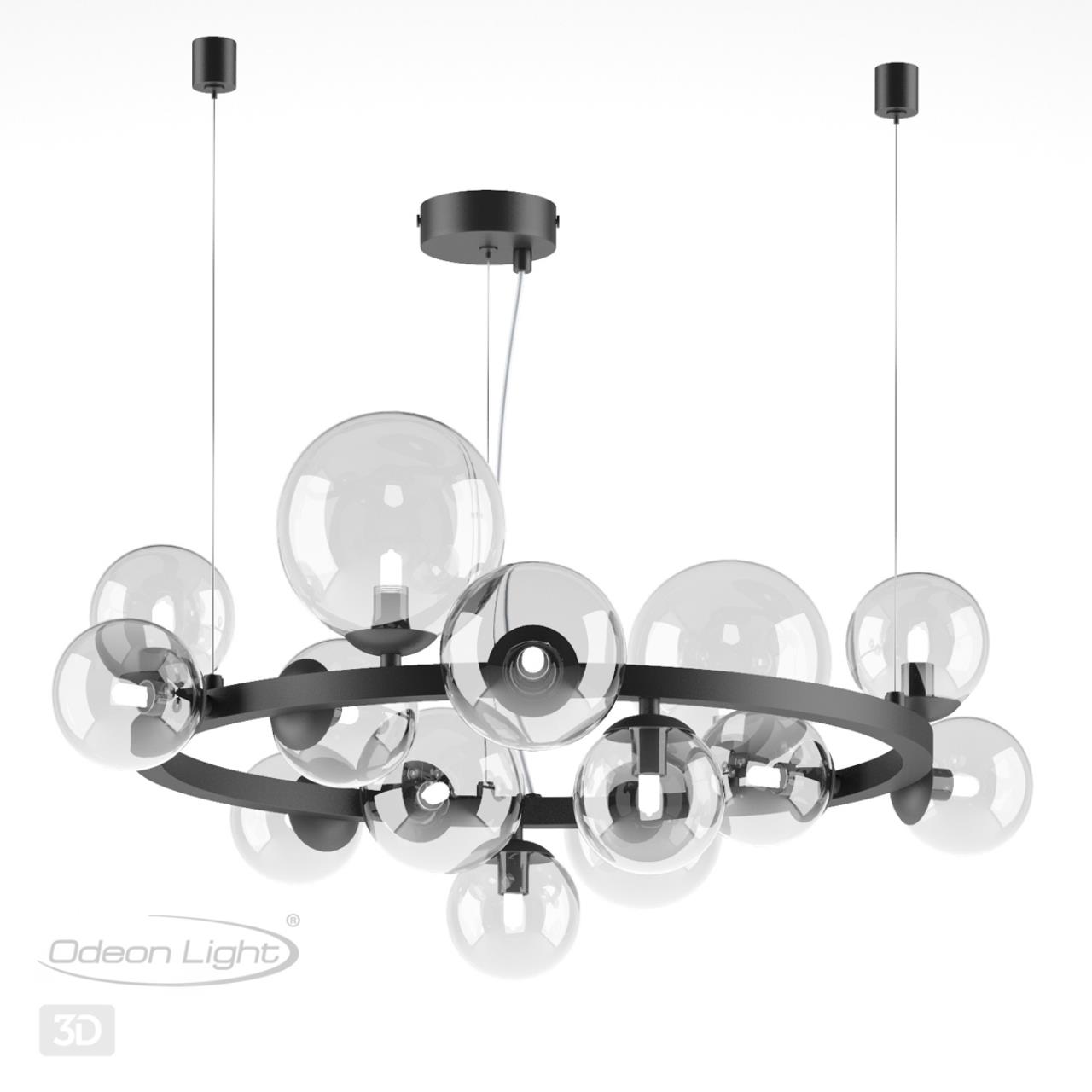 Люстра Odeon Light Tovi 4818/14, диаметр 77 см, черный, двойное крепление