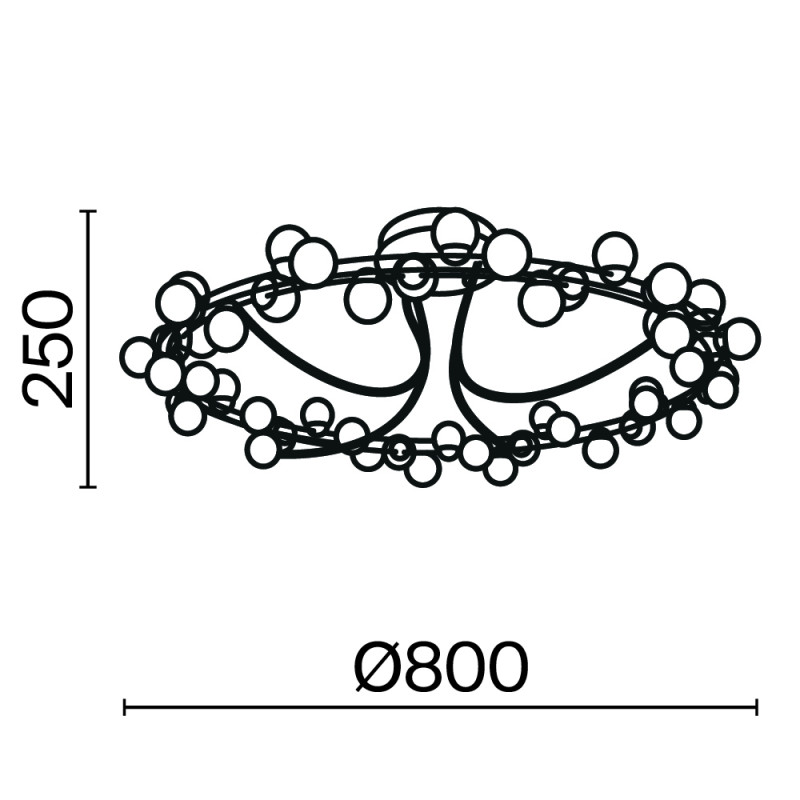 Накладная люстра 80*80*25 см, LED, 72W, 3000К, Maytoni Tessara MOD081CL-L48G3K золотой