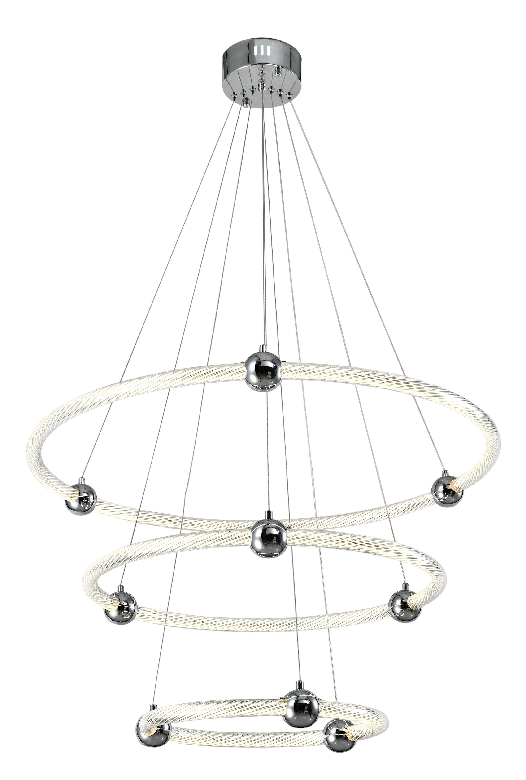 Светильник подвесной 80/60/40 см, LED 171W 4000K хром Zortes Auralia ZRS.57791.171
