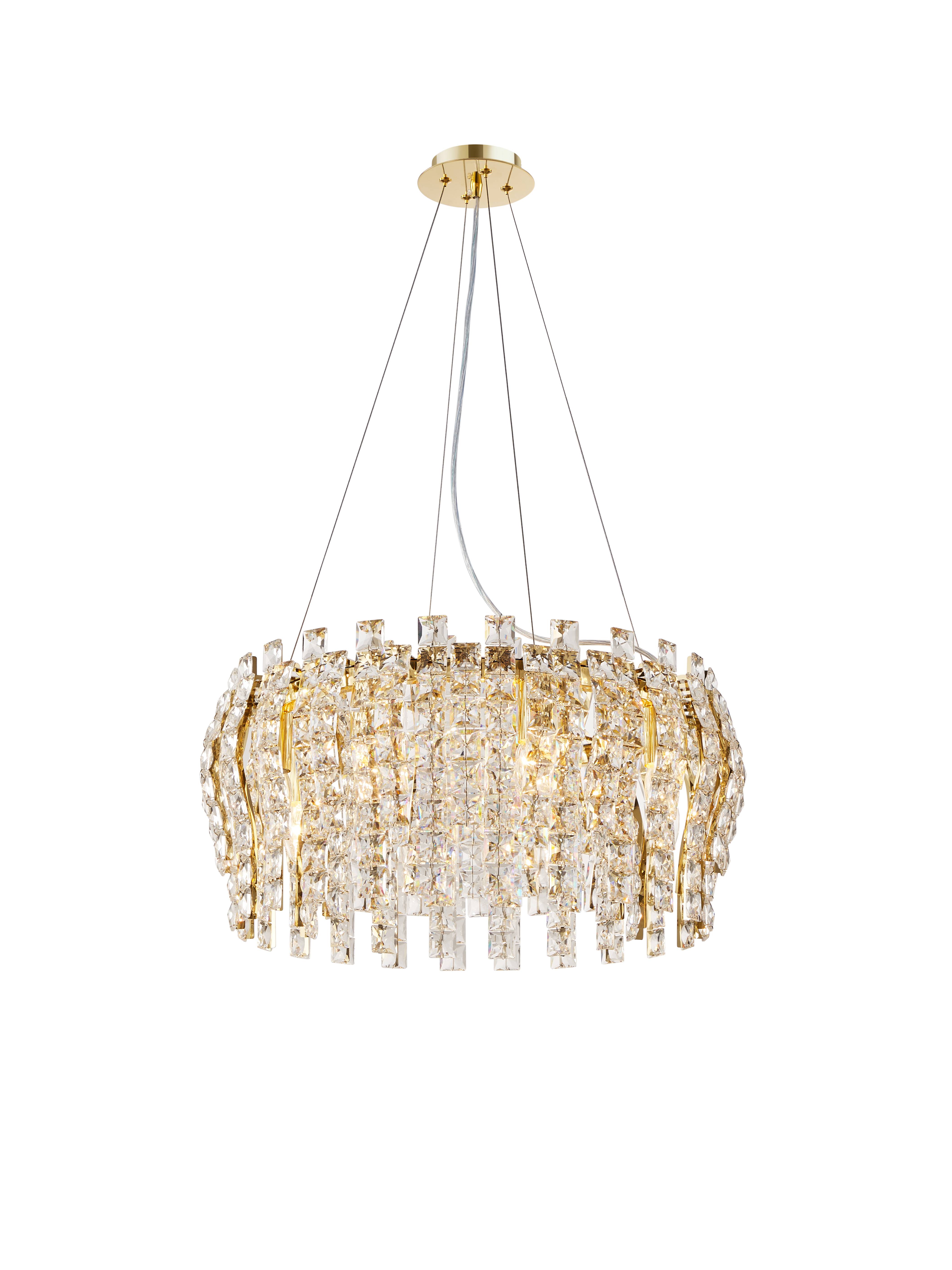 Люстра 600*270, 8*E14, 40W NewRgy Cristallo NW028-ф600*H270 H GOLD, H GOLD