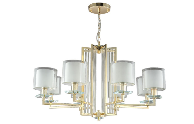Люстра 86 см, Crystal Lux NICOLAS SP-PL8 GOLD/WHITE золото/прозрачный