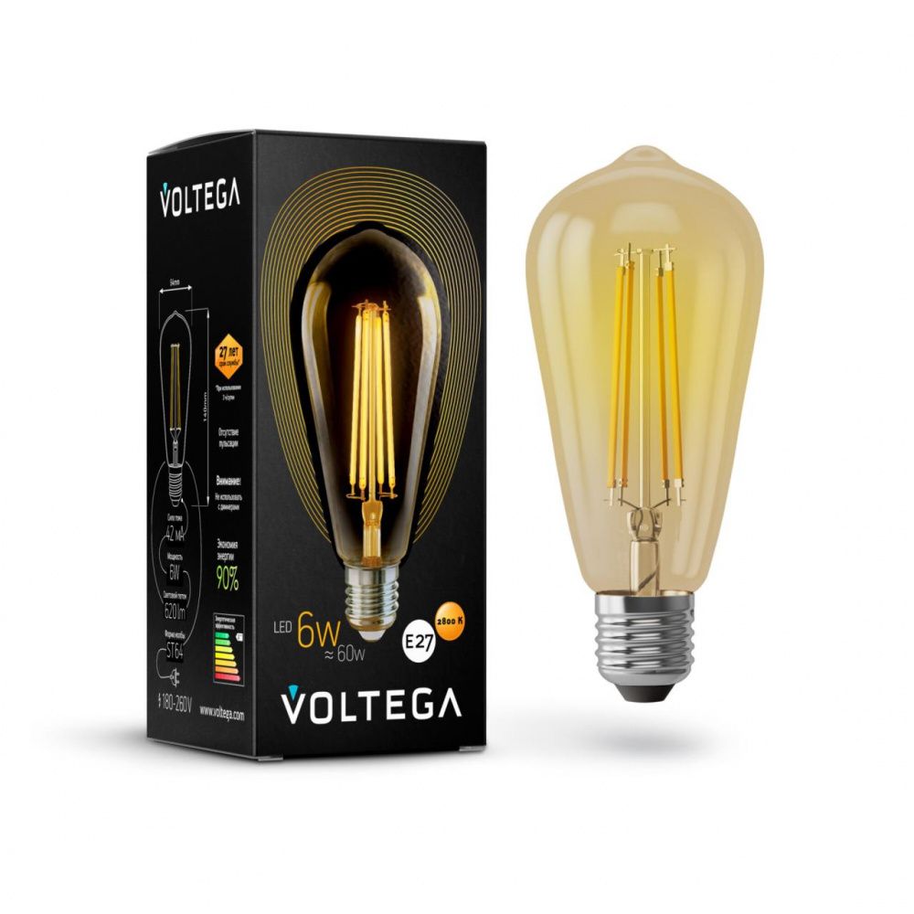 5526 Лампа светодиодная  Voltega Loft LED 6W 620Lm 2800K E27