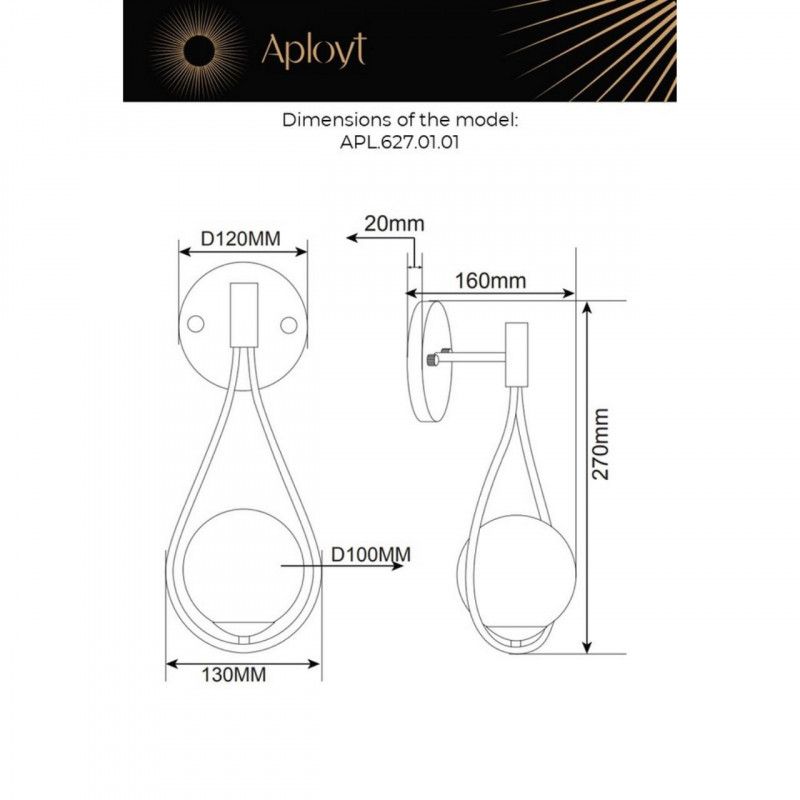 Бра 15*13*34 см, 1*G9, 40W, Aployt Enn APL.627.01.01, бронзовый