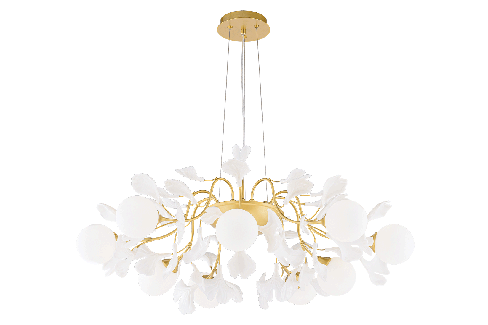 Люстра 850*400-800, 9*G9, 3-5W NewRgy Floristics 2740A/9 SPAY PAINT BRASS+WHITE, SPRAY PAINT BRASS+WHITE