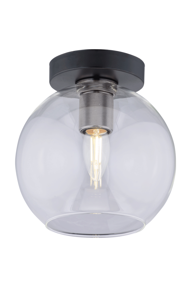 Люстра L200 x W200 x H350 (600), мм, 1*40W, BK+CL(Чёрный) Rilon 1020FC/1 BK+CL