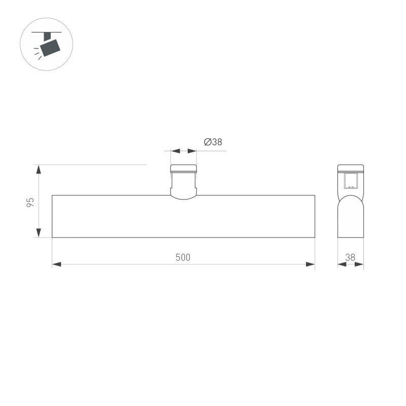 Светильник на шине Arlight 047777 50*3,8*9,5 см, 15W, белый (дневной)K,