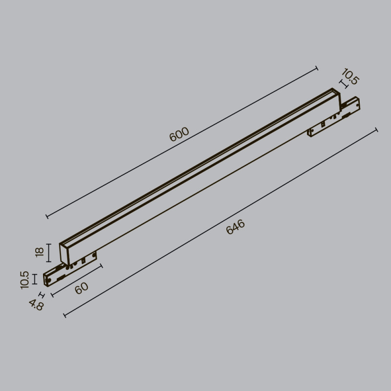 Трековый светильник 1*60*1,8 см, LED 16W 3000K 100° Maytoni Technical Basis Exility TR192-1-16W3K-B черный