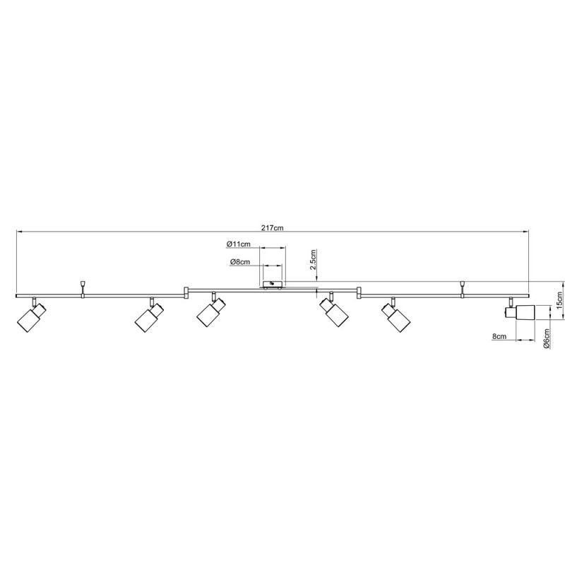 Спот ARTE Lamp A4510PL-6SS, длина 220 см, никель