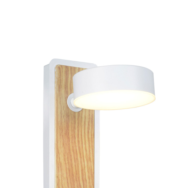 Бра Favourite Prime 2900-1W, D175*W100*H300, каркас белого цвета, декоративная вставка из светлого дерева, возможность вертикального и горизонтального монтажа