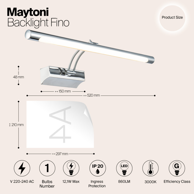 Подсветка 52 см Maytoni Fino MIR003WL-L12CH, хром