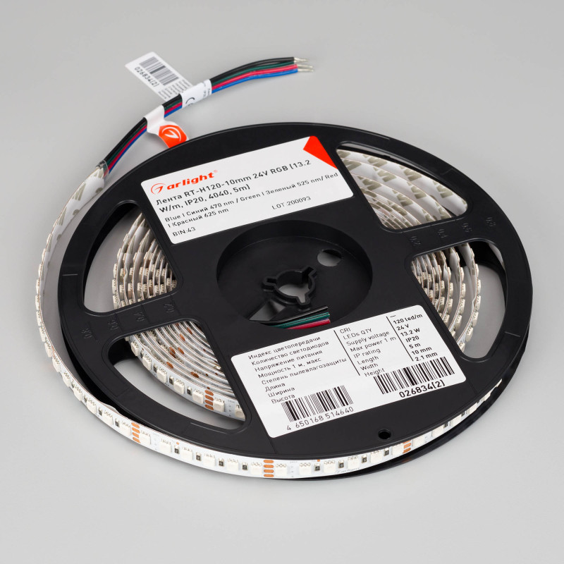 Лента RT-G240-12mm 24V RGB (18 W/m, IP20, 3838, 5m) (Arlight, Открытый) 028257(2). Цена указана за 5 метров. Продается кратно 5 метрам.
