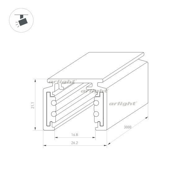 Шинопровод Arlight 036785 300*2,62*2,11 см. возможна установка на подвес (приобретается отдельно)