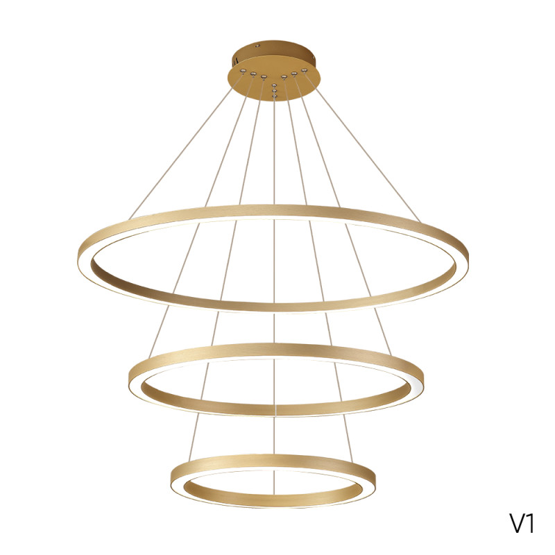 Светильник 120 см, 158W, 3000-6300K, Crystal Lux FORTUNA SP158W LED D400+600+800 GOLD, золото