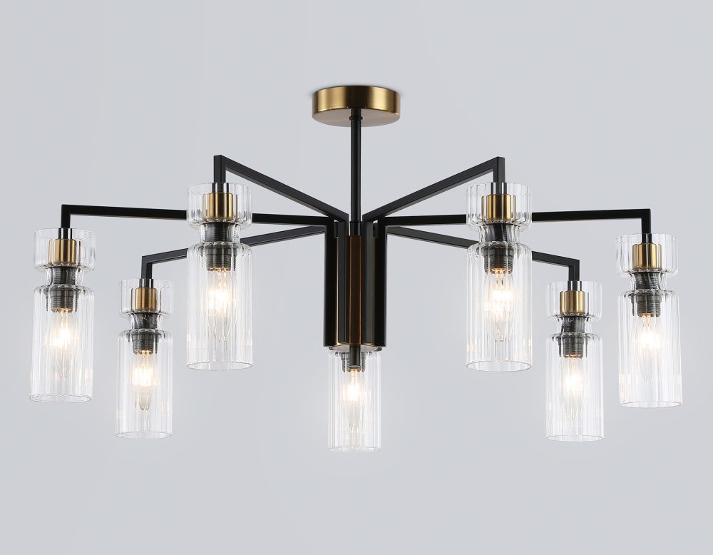 Люстра на штанге **18-35 см, 7*E14*40W, K, Ambrella Light High Light LH56115, черный, латунь