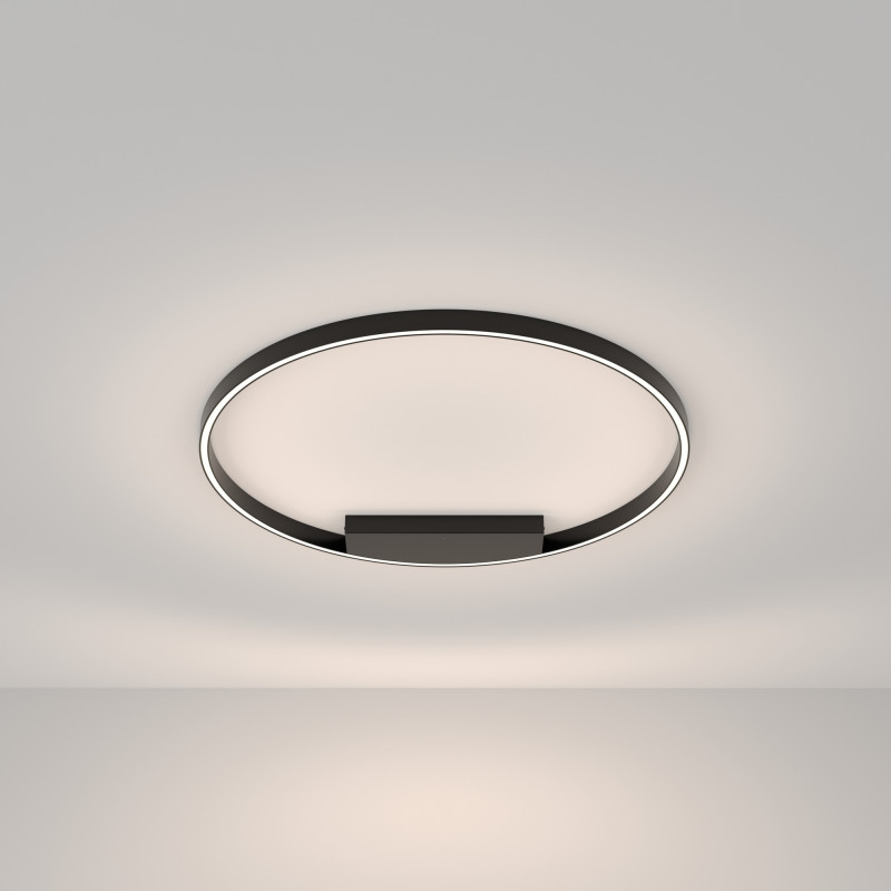 Накладной светильник 80*80*3,5 см, LED, 49W, 3000К-4000К, Maytoni Rim MOD058CL-L50BK черный