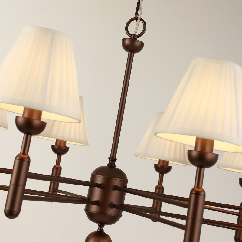 Подвесная люстра Favourite Avangard 2953-8P, D900*H540/1540, каркас золотисто-коричневого цвета, плафоны из белой ткани