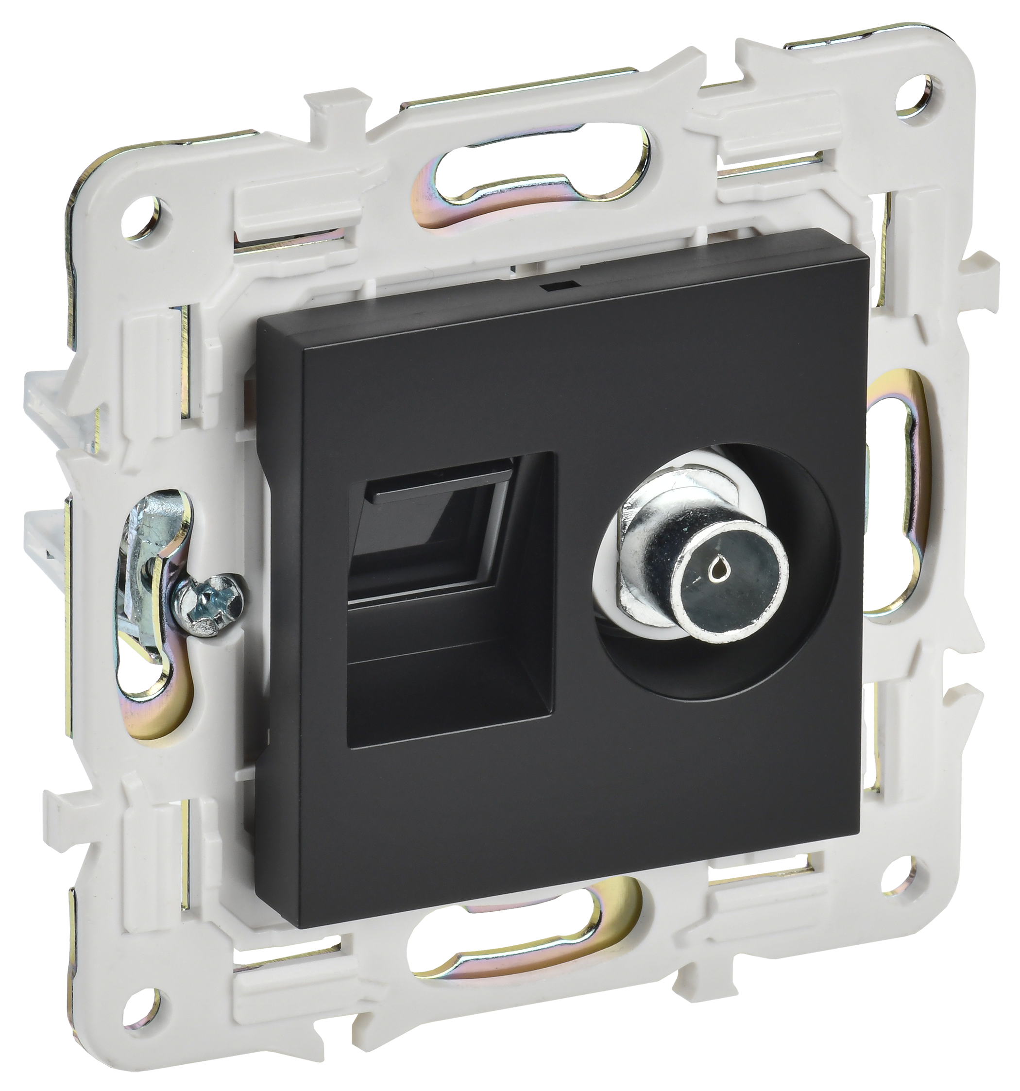 SKANDY Розетка двойная TV+RJ45 кат.6E SK-A15Bl черн. IEK, SK-AK20-2-K02