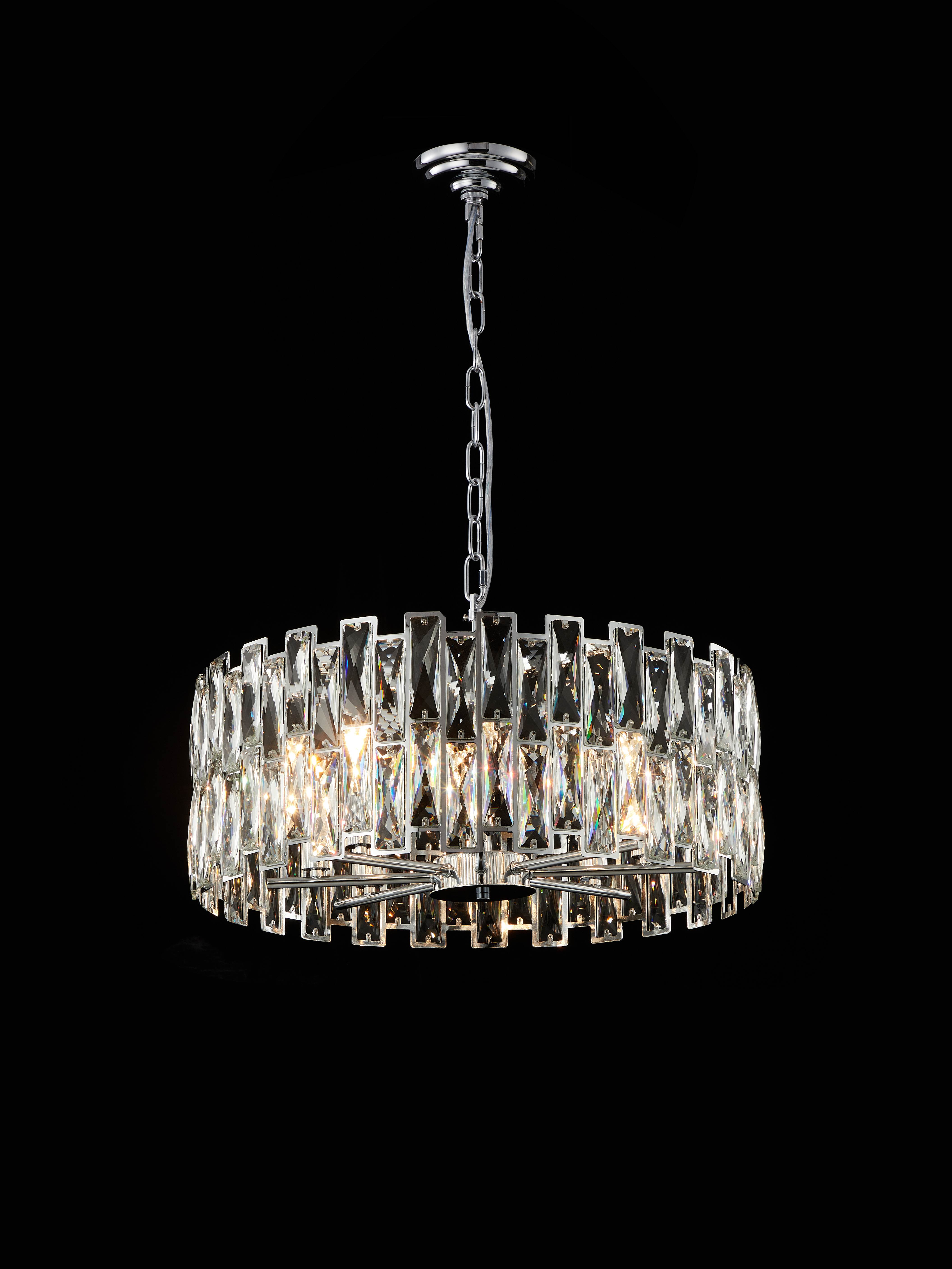 Люстра 600*230, 8*E14, 40W NewRgy Cristallo B65-ф600*H230 CHROME, Хром