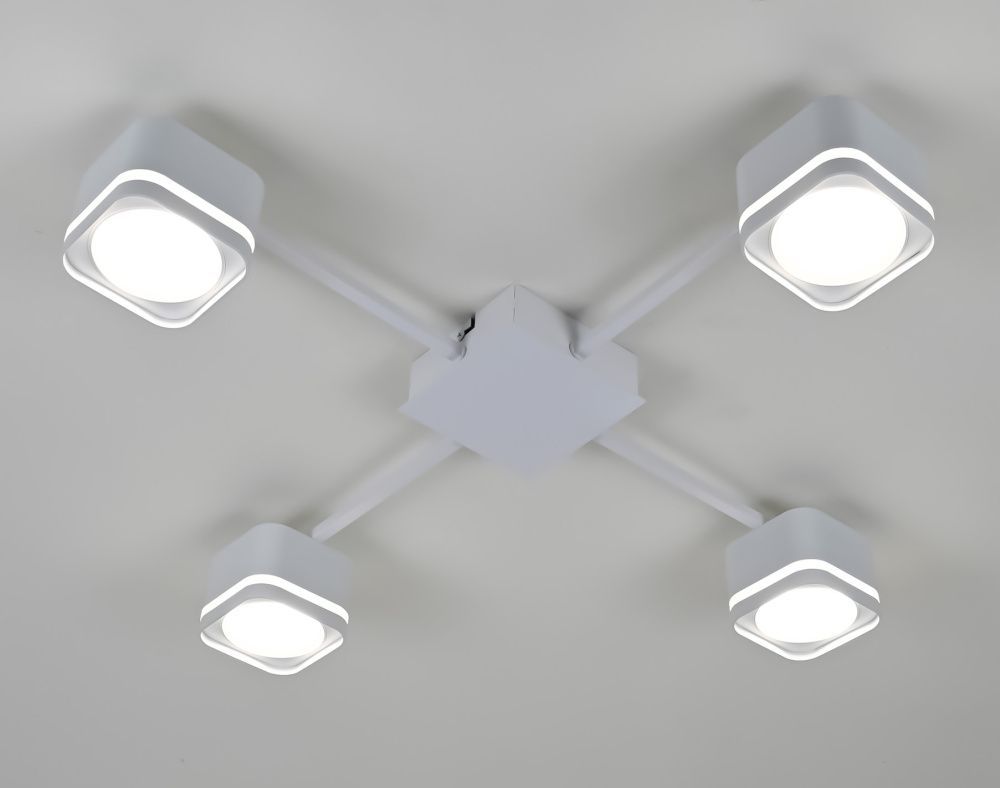 Люстра Ø660 x H100, мм, 4*15W (60W), WH (БЕЛЫЙ) Rilon PRD-C 1193S WH