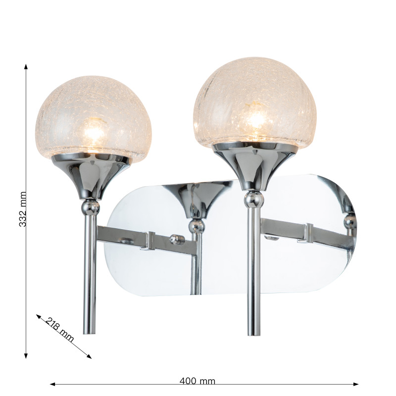 Бра Favourite Impulse 2971-2W, D220*W400*H330, хром, плафоны из стекла с эффектом кракле